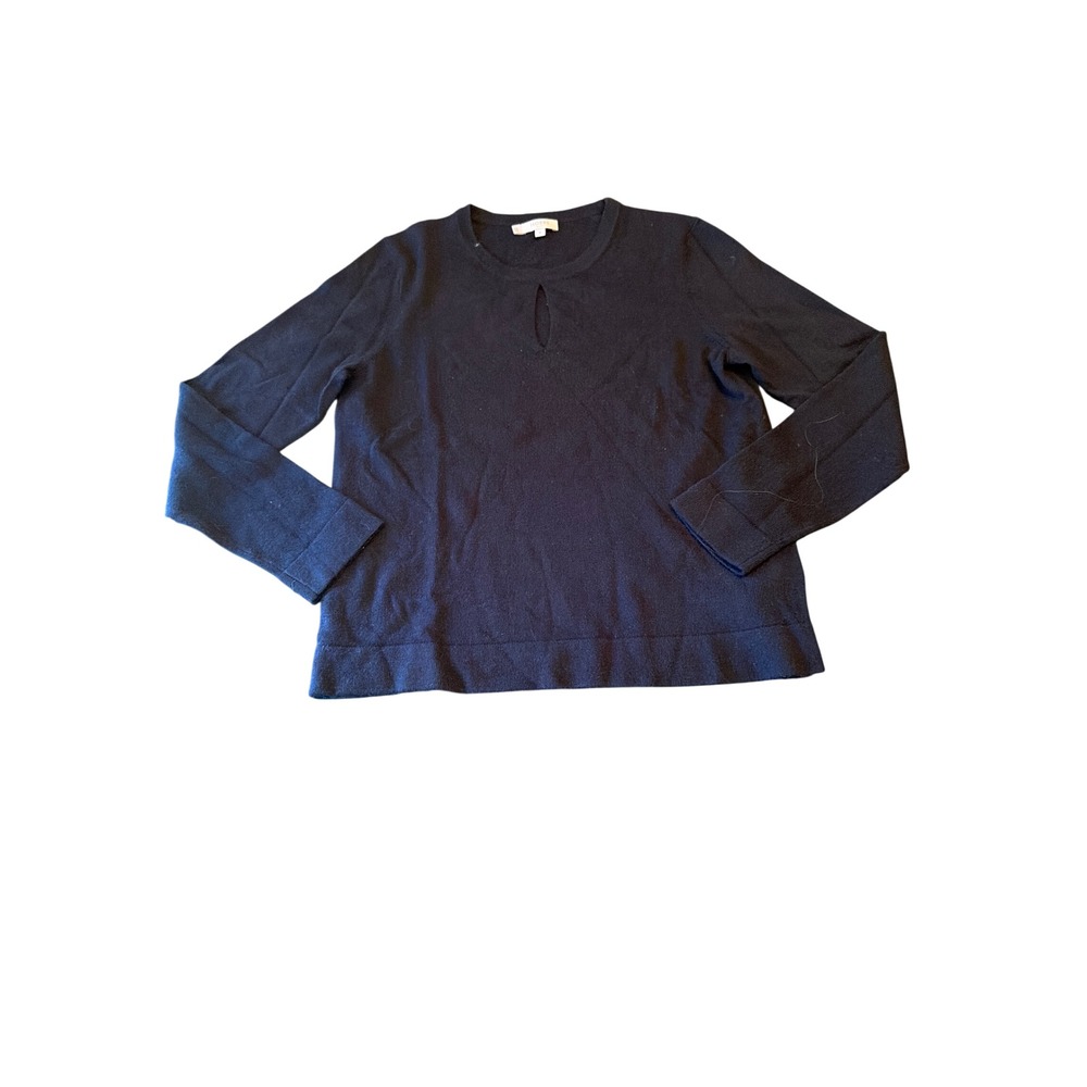 Hobbs London Sweater Black Wool Cashmere Blend Keyhole Neck Long Sleeve Top M